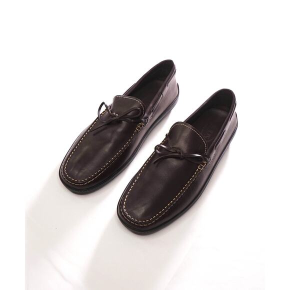 $995 TOD\'S - Dark Brown Leather Boat Shoes - US 12.5 (11.5UK)